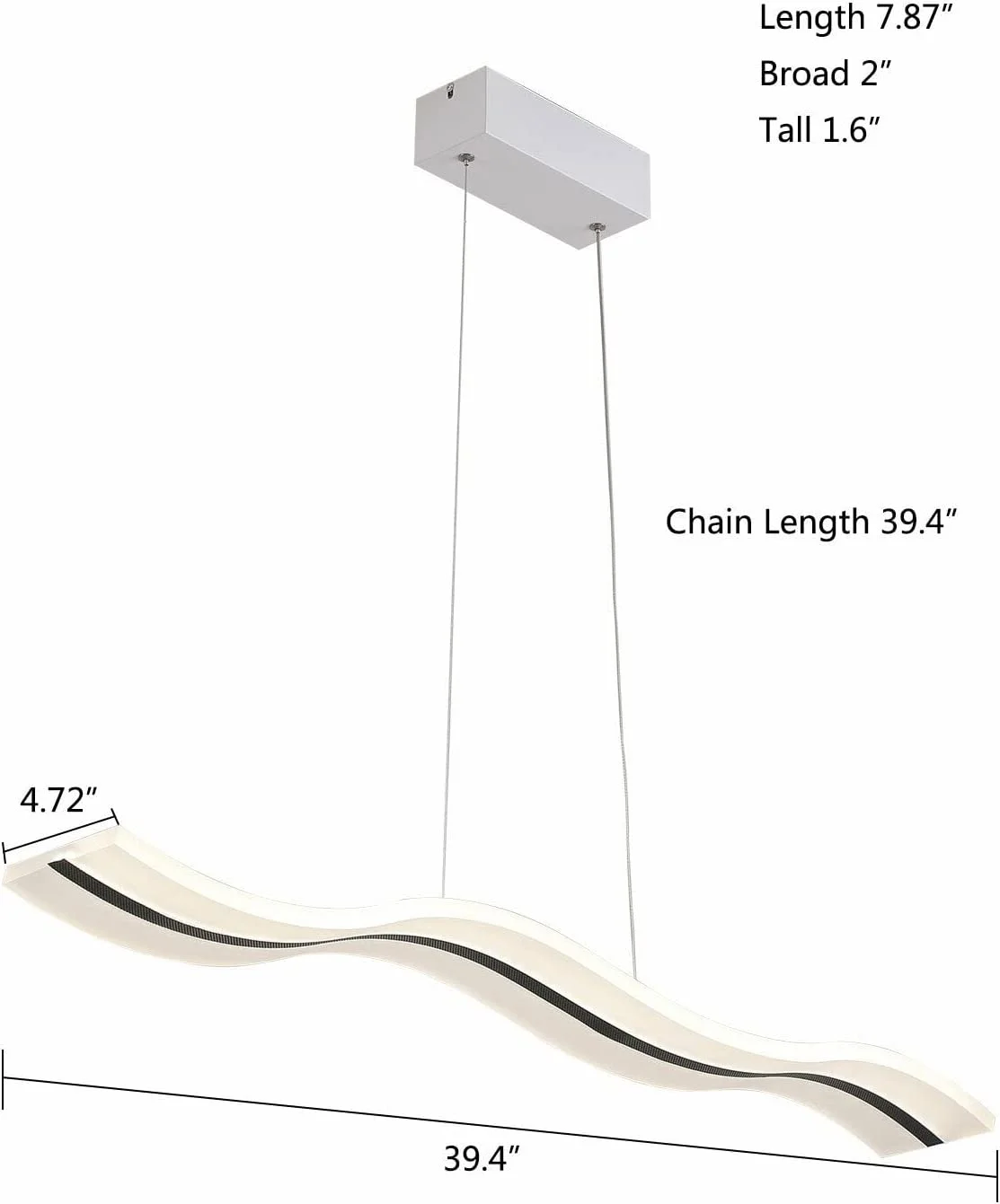 Miumaeov Modern LED Pendant Light Dimmable Fixture Modern LED Wave Chandelier Hanging Light Fixture for Contemporary Dining Living Room Kitchen Island Table