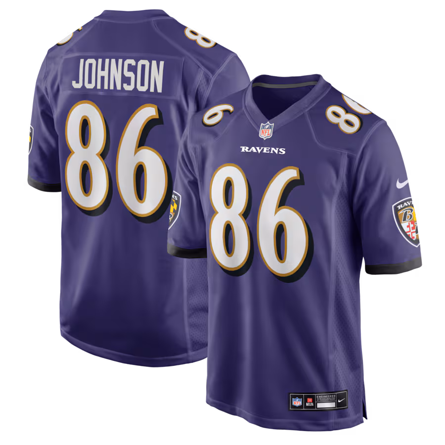Men's Baltimore Ravens Cornelius Johnson Nike Purple Team Game Jersey
