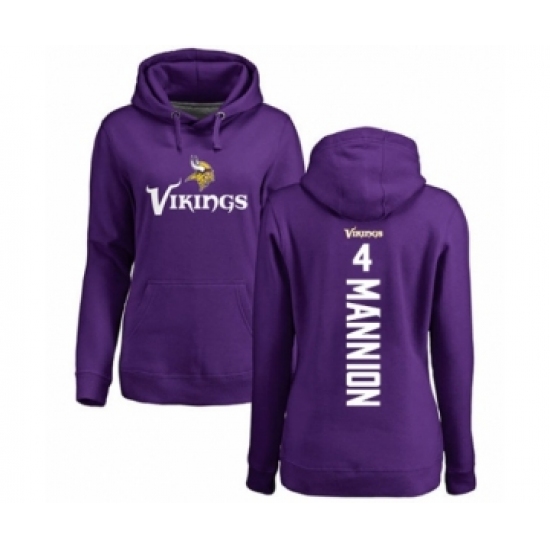 Football Women's Minnesota Vikings #4 Sean Mannion Purple Backer Pullover Hoodie