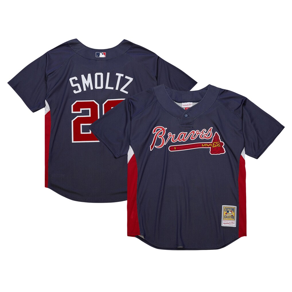 Men's Atlanta Braves John Smoltz Mitchell & Ness Navy Authentic Batting Practice Jersey
