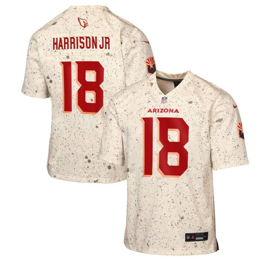Youth Arizona Cardinals Marvin Harrison Jr. Nike Natural 2025 Rivalries Collection Game Jersey