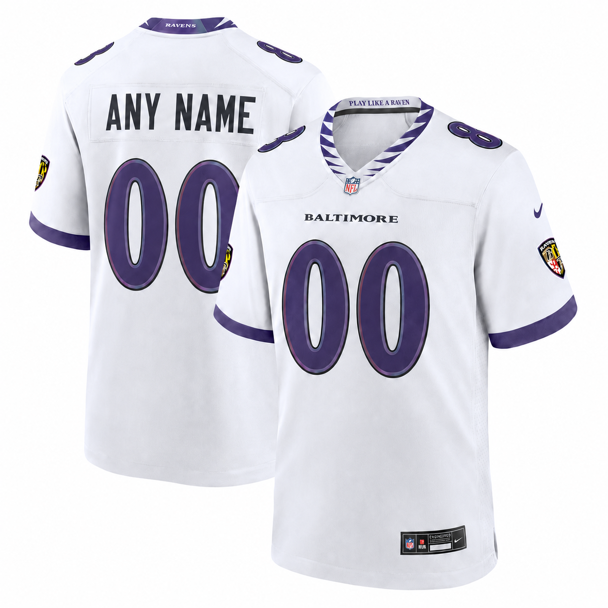 Men's Baltimore Ravens  Nike White Alternate  Custom Jersey
