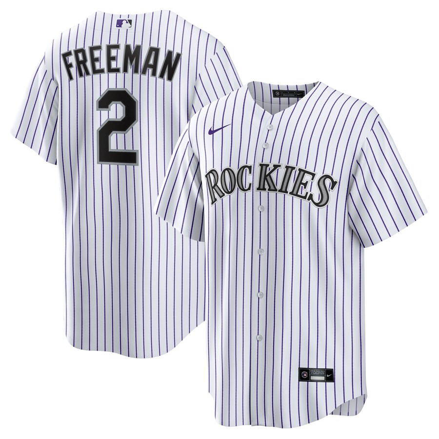 Men's Colorado Rockies Tyler Freeman Nike White Home Replica Jersey