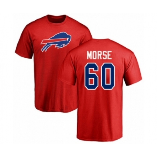 Football Buffalo Bills #60 Mitch Morse Red Name & Number Logo T-Shirt