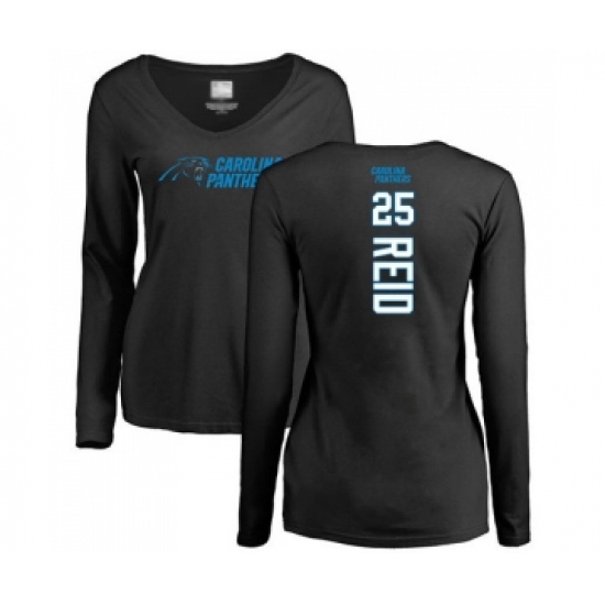 Football Women's Carolina Panthers #25 Eric Reid Black Backer Slim Fit Long Sleeve T-Shirt