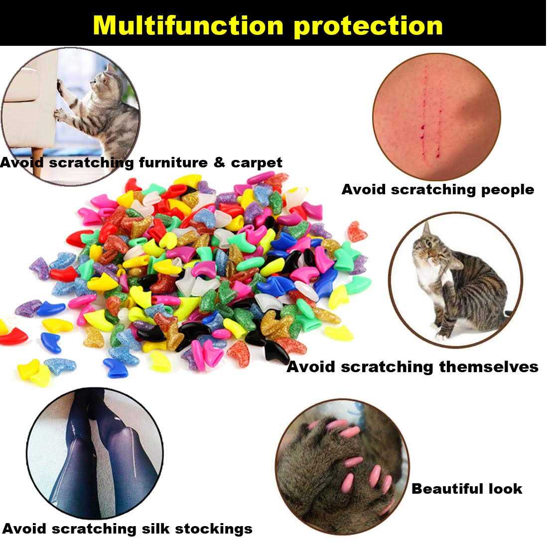 VICTHY Cat Nail Caps Pet Cat Soft Claws Nail Covers Cat Claws with Glue and Applicators Medium