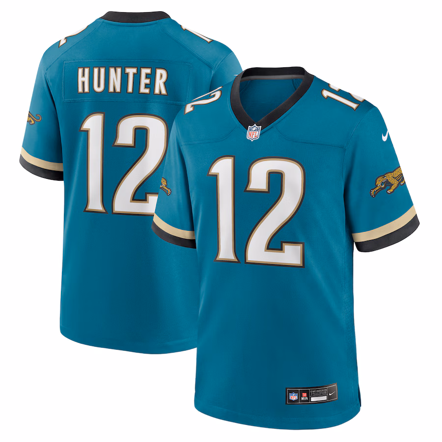 Men's Jacksonville Jaguars Travis Hunter Nike Teal 2025 NFL Draft First Round Pick 2nd Alternate Game Jersey