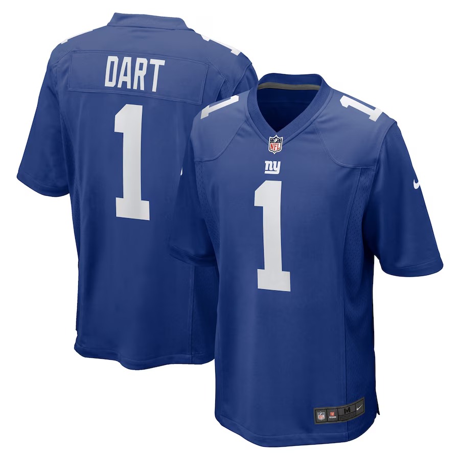 Men's New York Giants Jaxson Dart Nike Royal 2025 NFL Draft First Round Pick  Game Jersey
