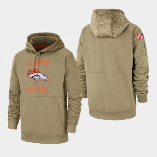 Men's Denver Broncos Tan 2019 Salute to Service Sideline Therma Pullover Hoodie