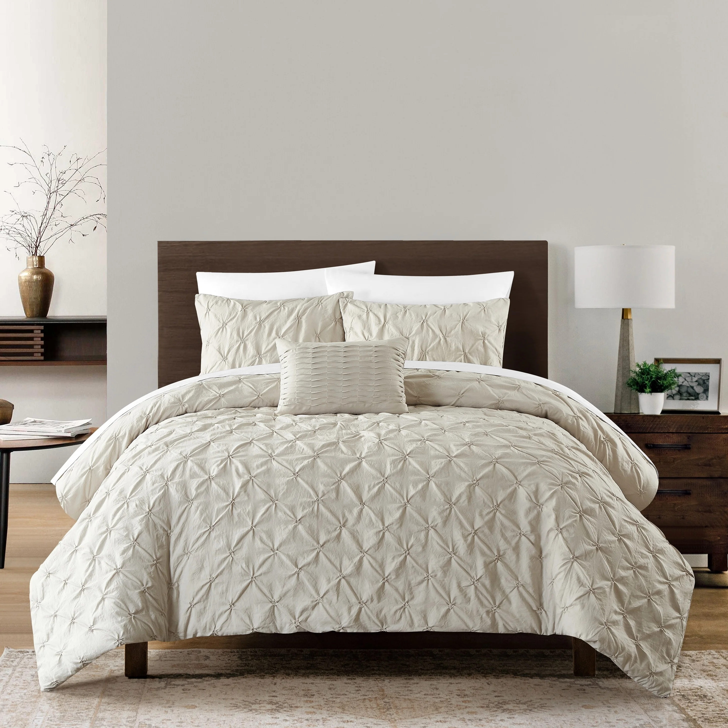 Bradley 4 Piece Comforter Set Diamond Pinch Pleat - Curated Treasures Market