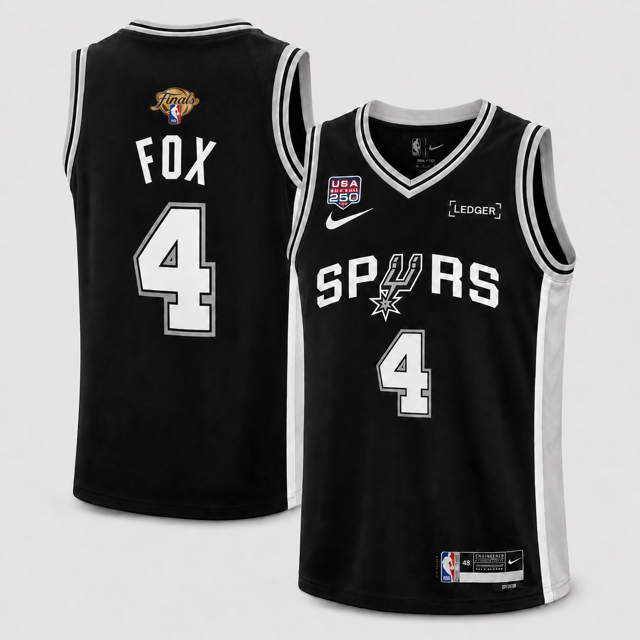 Men's San Antonio Spurs De'Aaron Fox Fanatics Black Fast Break Replica Player Jersey - Icon Edition