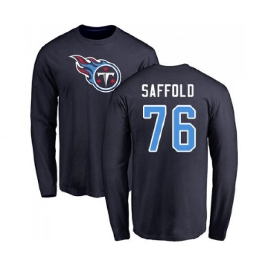 Football Tennessee Titans #76 Rodger Saffold Navy Blue Name & Number Logo Long Sleeve T-Shirt