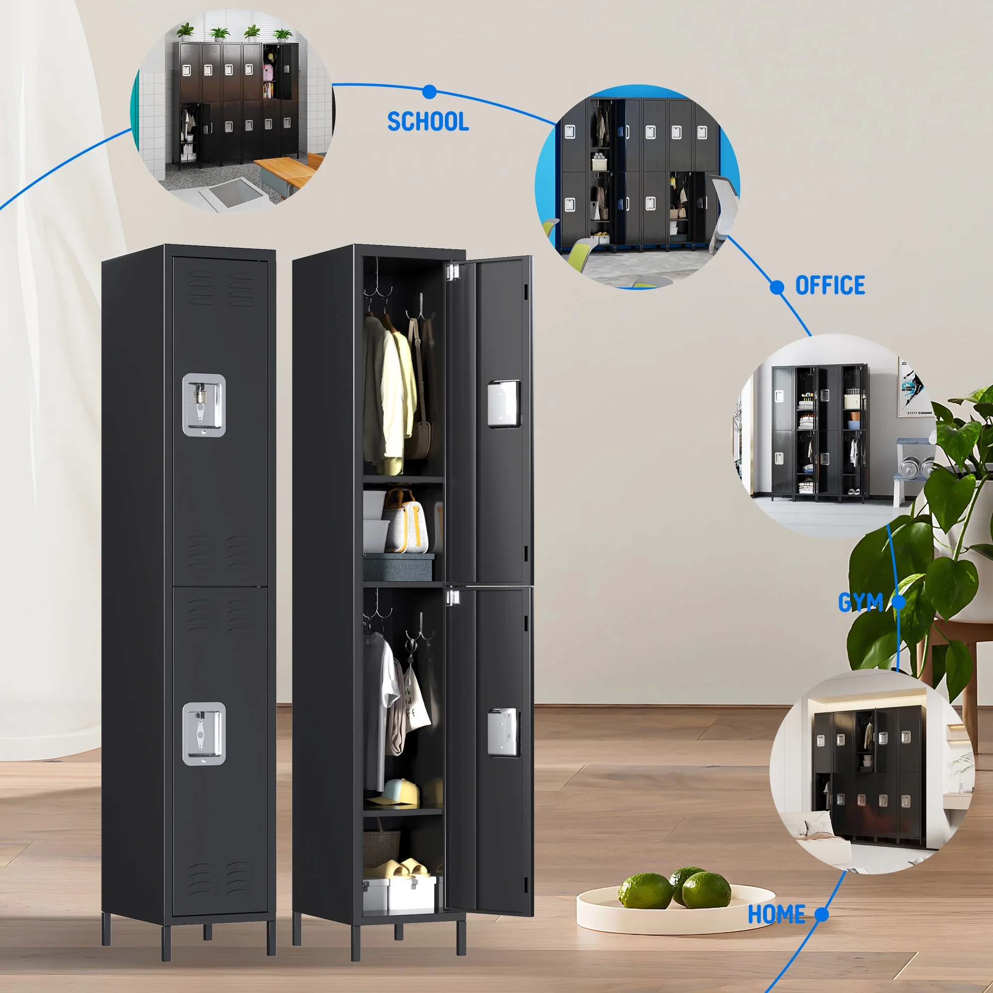 Aobabo 2 Doors Metal Storage Locker for Home Office School Student, 66