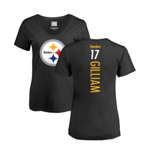 Football Women's Pittsburgh Steelers #17 Joe Gilliam Black Backer Slim Fit T-Shirt