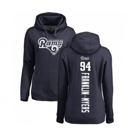 Football Women's Los Angeles Rams #94 John Franklin-Myers Navy Blue Backer Pullover Hoodie