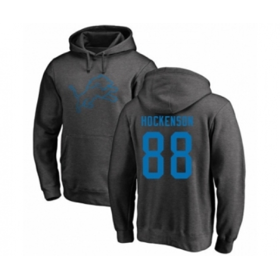 Football Detroit Lions #88 T.J. Hockenson Ash One Color Pullover Hoodie