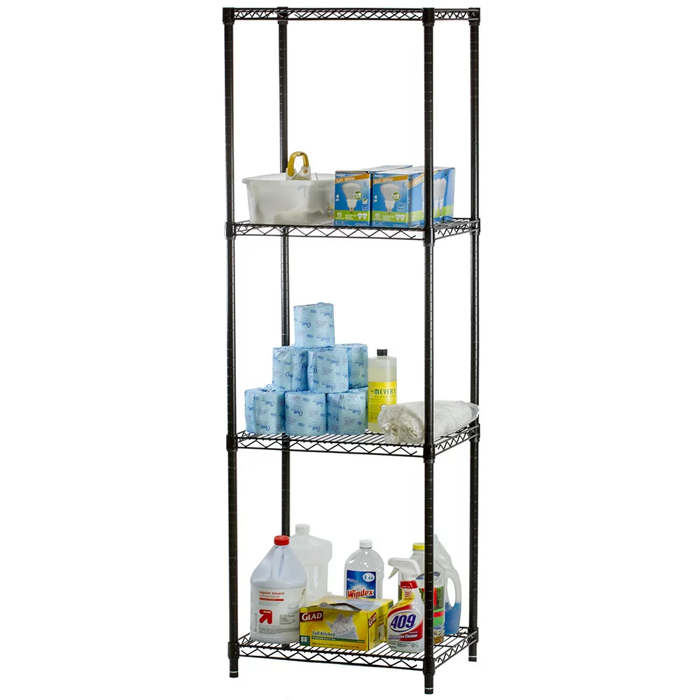 Shelving Inc. Black Wire Shelving with 4 Tier Shelves - 8