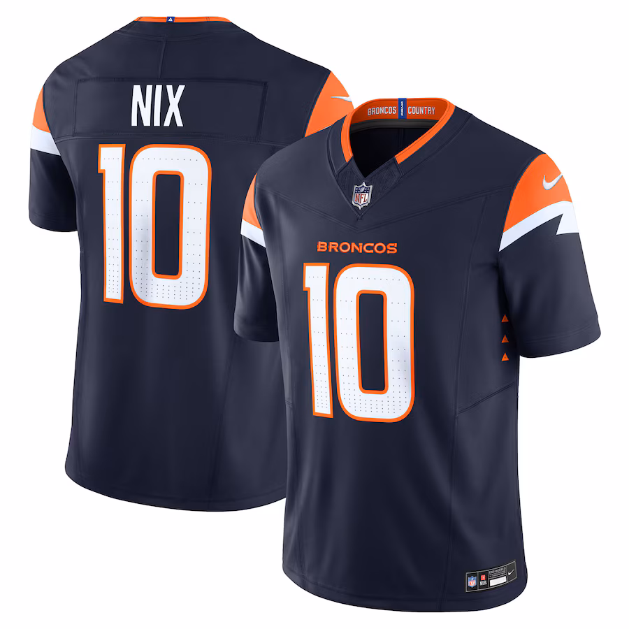 Men's Denver Broncos Bo Nix Nike Navy Alternate Vapor F.U.S.E. Limited Jersey