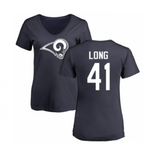 Football Women's Los Angeles Rams #41 David Long Navy Blue Name & Number Logo Slim Fit T-Shirt