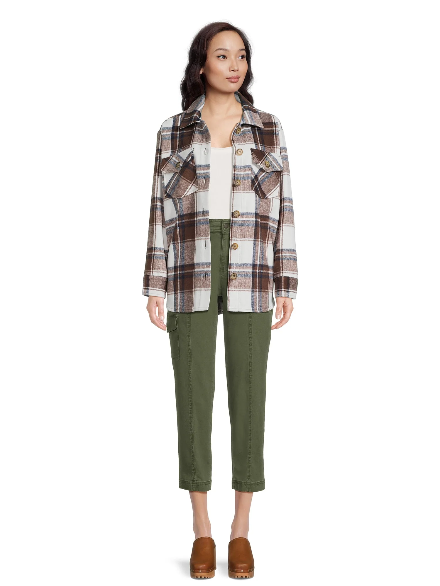 Time and Tru Women's Mid Rise Straight Utility Pants, 27 Inseam, Sizes 2-20