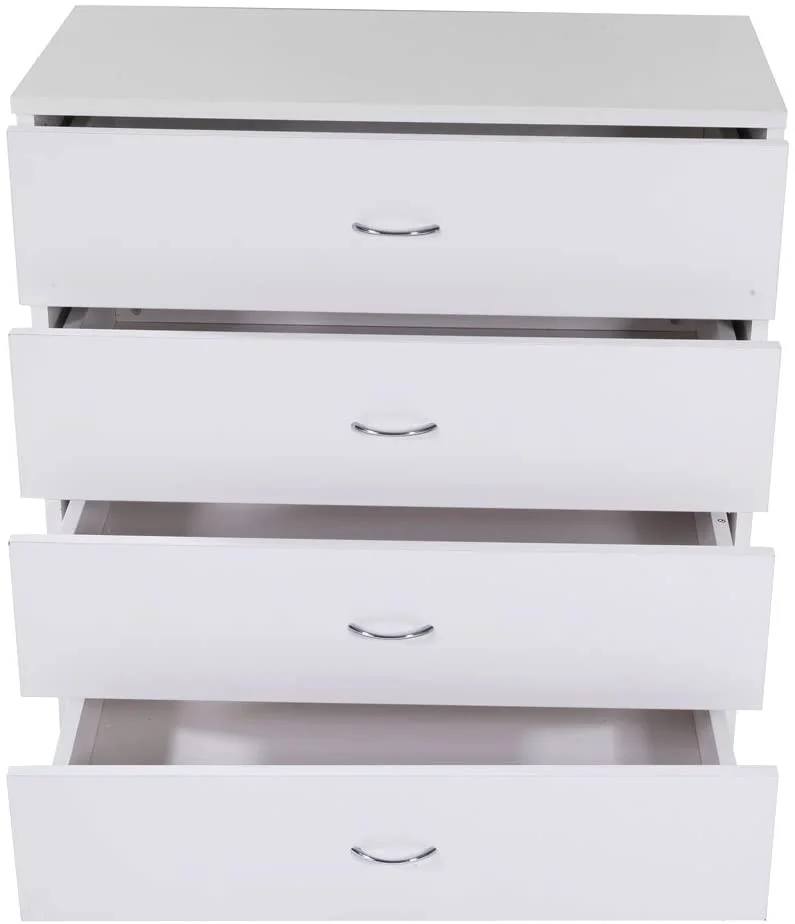 RUNFAYBIU Nightstand with 4 Drawers Wood Vertical Dresser  Tower Bedside  Bedroom End Table Chest for Home Office White