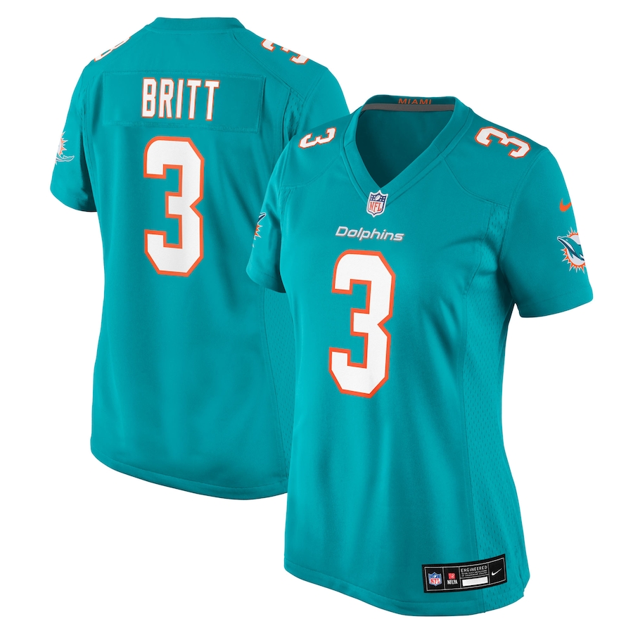 Women's Miami Dolphins K.J. Britt Nike Aqua Team Game Jersey