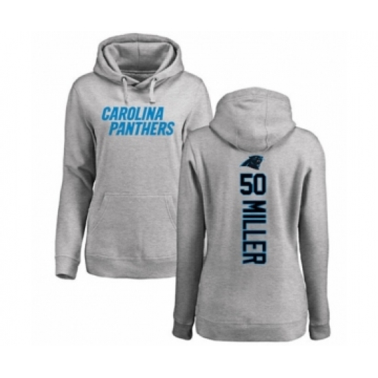 Football Women's Carolina Panthers #50 Christian Miller Ash Backer Pullover Hoodie