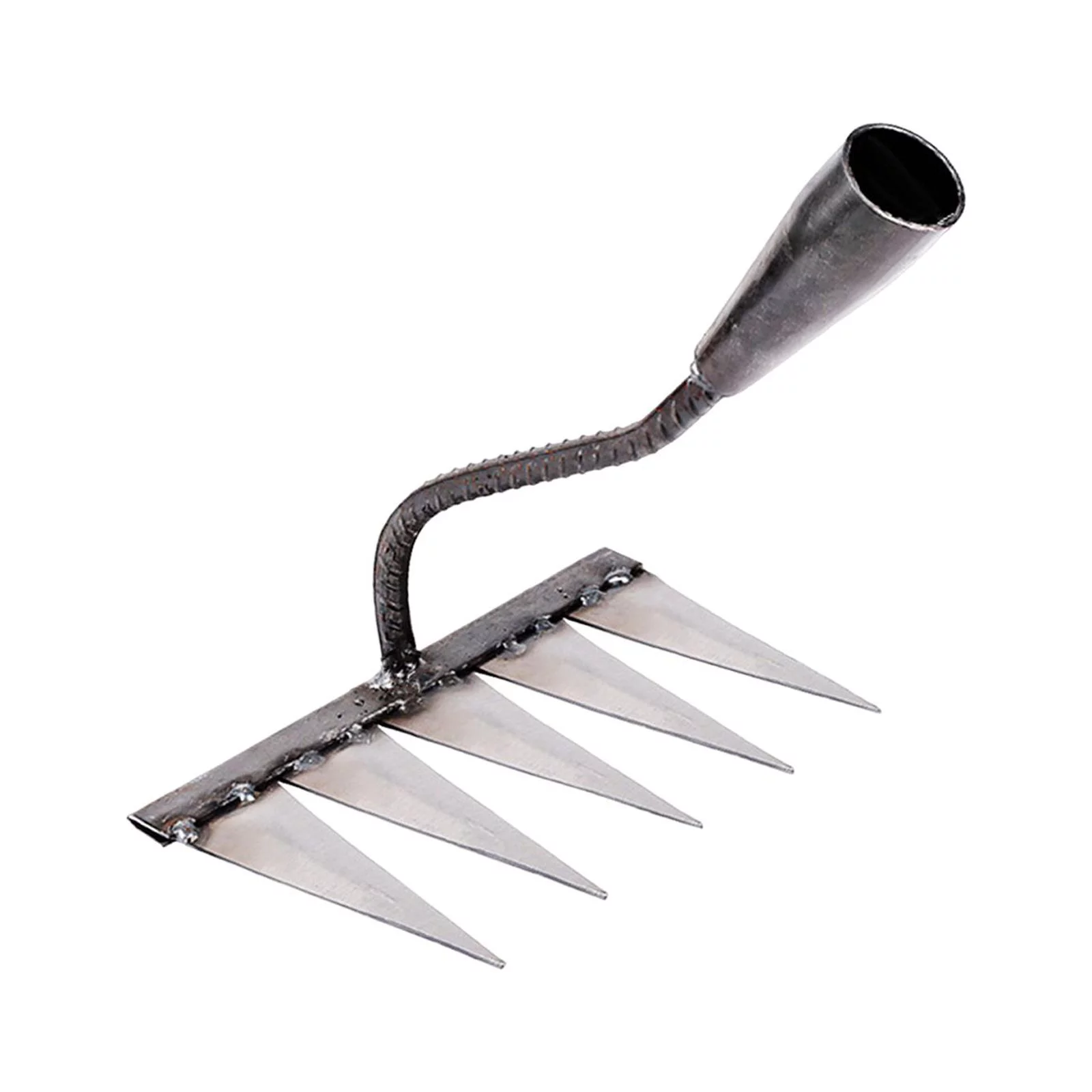 Garden Rake Sharp Tines Rake Durable Rust Resistant Weeding Removal Rake Loosening Soil Rake for Planting Gardening Farm Backyard Mulching with 5 Tines - Curated Treasures Market
