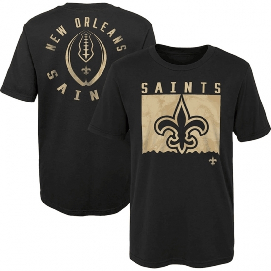 Men's New Orleans Saints Black Preschool Liquid Camo Logo T Shirt