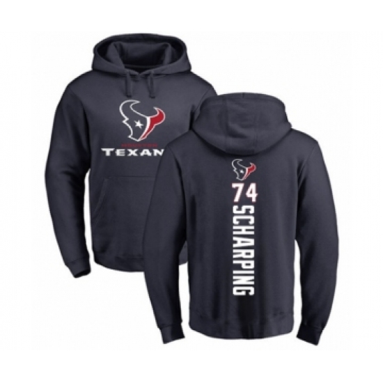 Football Houston Texans #74 Max Scharping Navy Blue Backer Pullover Hoodie
