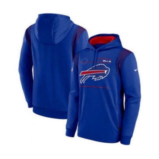 Men's Buffalo Bills 2021 Royal Sideline Logo Performance Pullover Hoodie