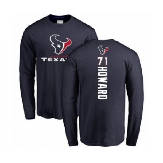 Football Houston Texans #71 Tytus Howard Navy Blue Backer Long Sleeve T-Shirt