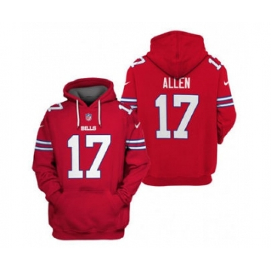 Men's Buffalo Bills #17 Josh Allen 2021 Red Pullover Football Hoodie