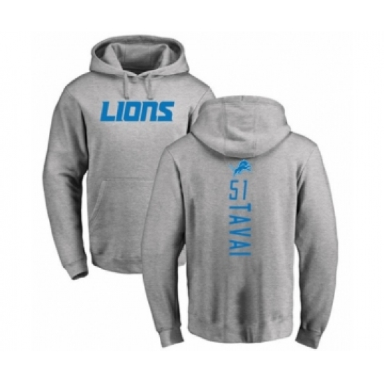 Football Detroit Lions #51 Jahlani Tavai Ash Backer Pullover Hoodie
