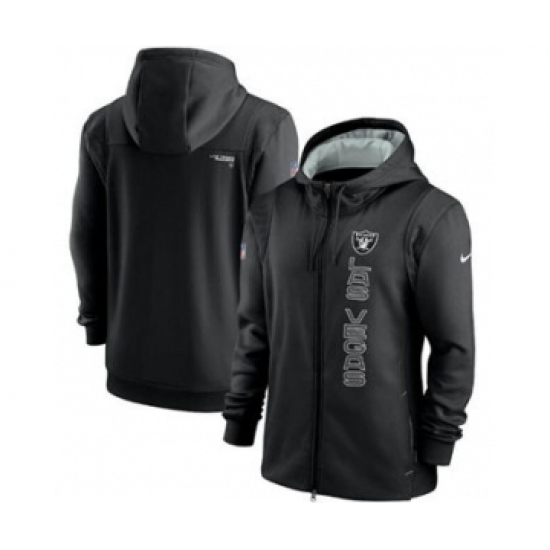 Men's Las Vegas Raiders 2021 Black Sideline Team Performance Full-Zip Hoodie