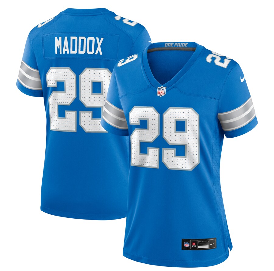 Women's Detroit Lions Avonte Maddox Nike Blue Team Game Jersey