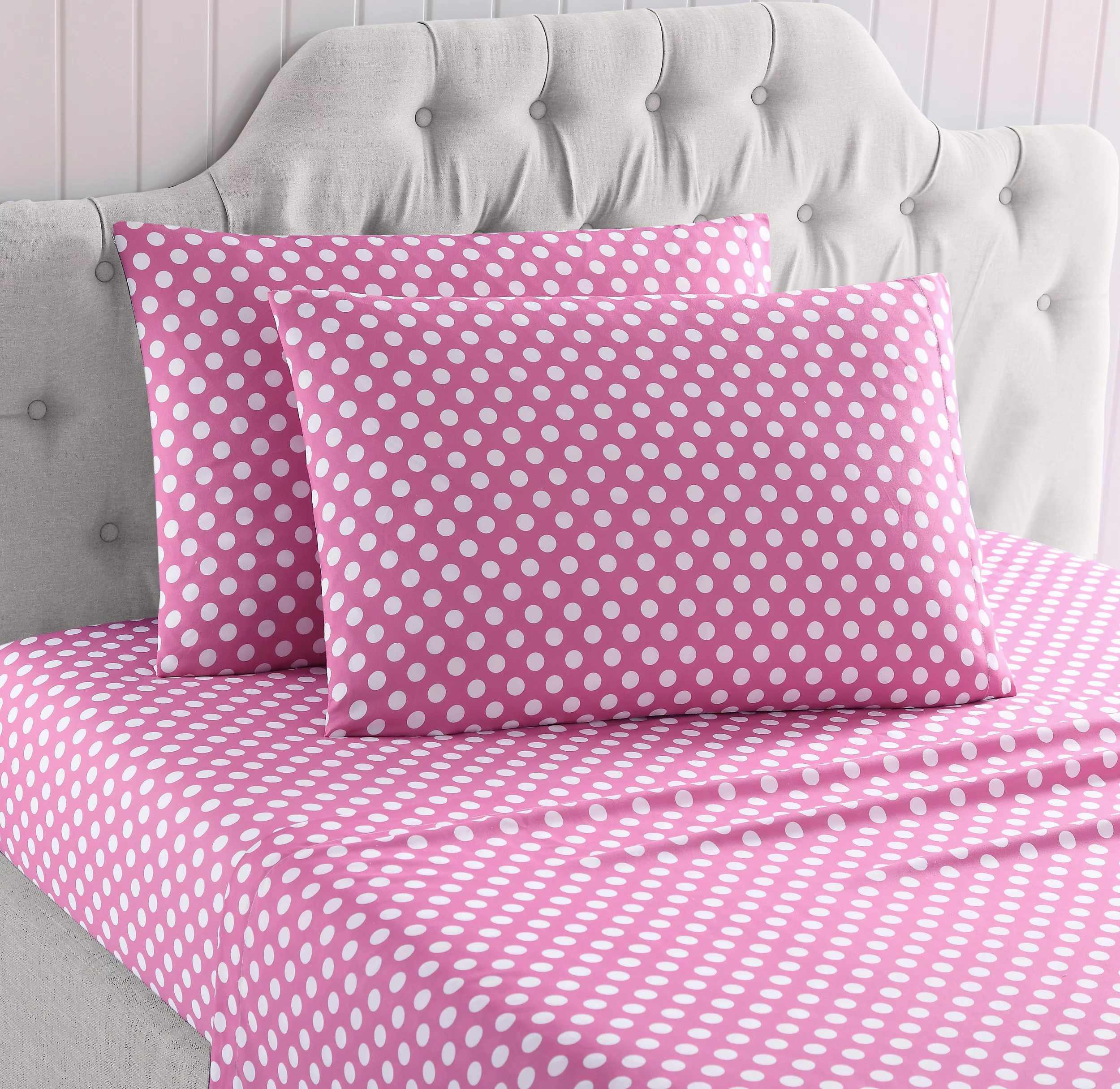 Kute Kids 4-Piece Ultra Soft Minnie Pink Polka Dot Microfiber Woven Sheet Set, Queen - Curated Treasures Market