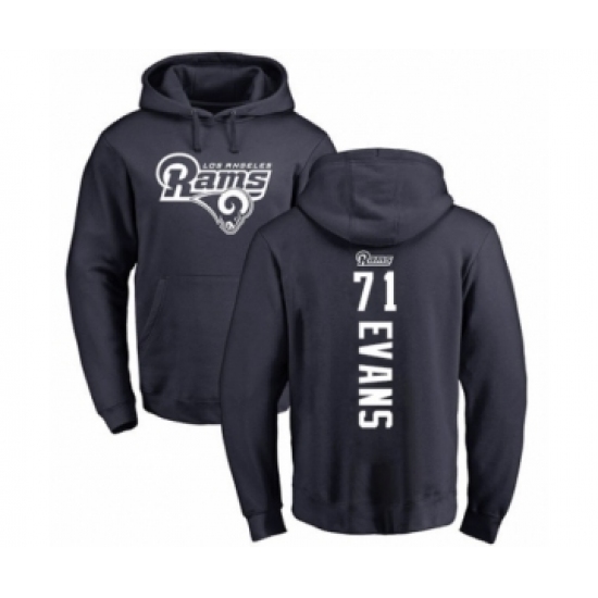 Football Los Angeles Rams #71 Bobby Evans Navy Blue Backer Pullover Hoodie