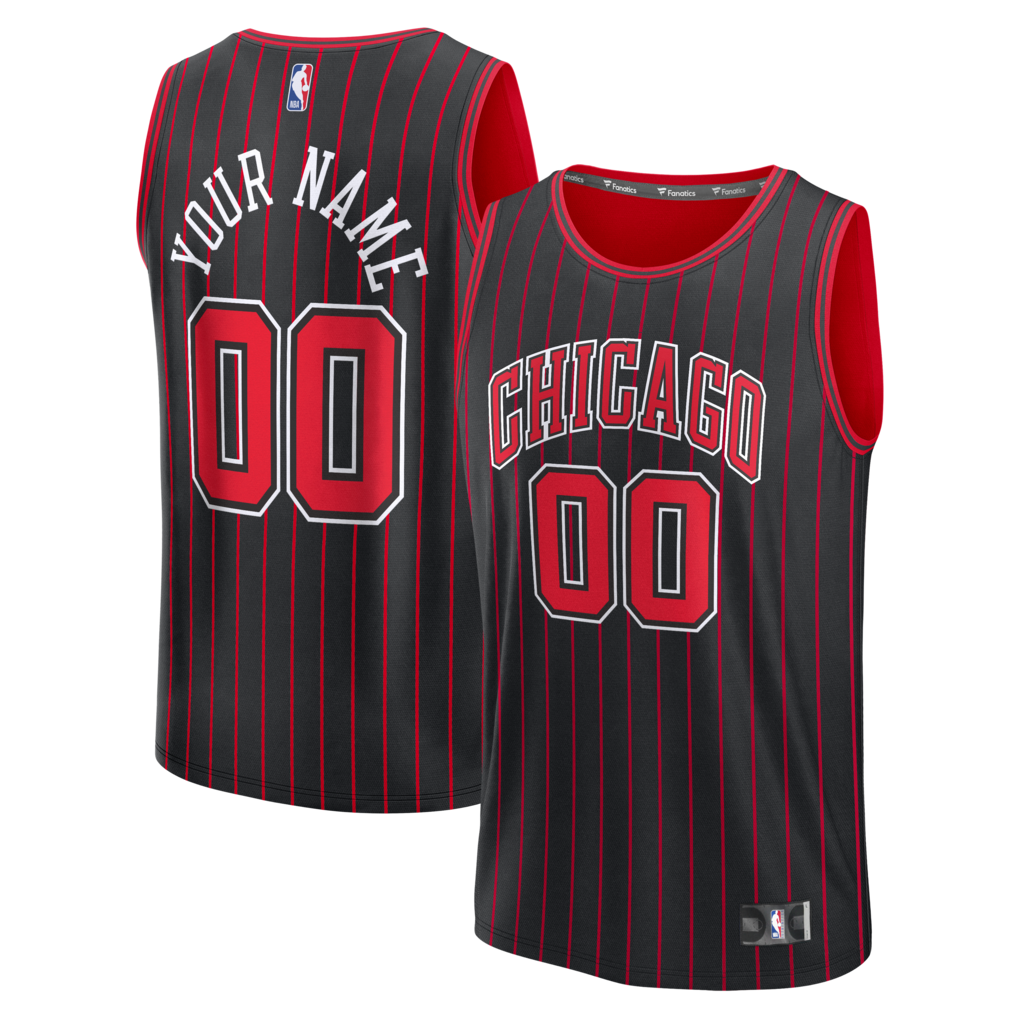Men's Chicago Bulls Fanatics Black Fast Break Custom Jersey - Icon Edition