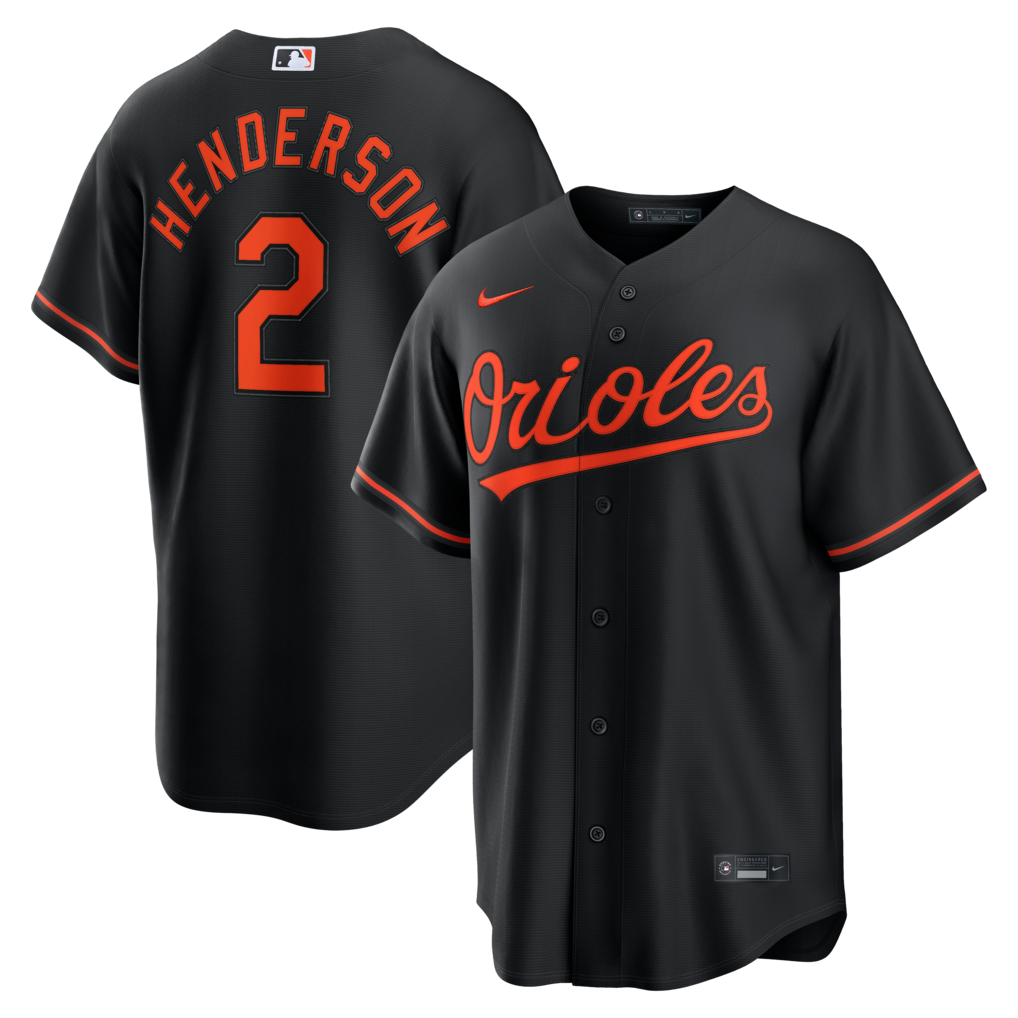 Men's Baltimore Orioles Gunnar Henderson Nike Black Alternate Replica Jersey