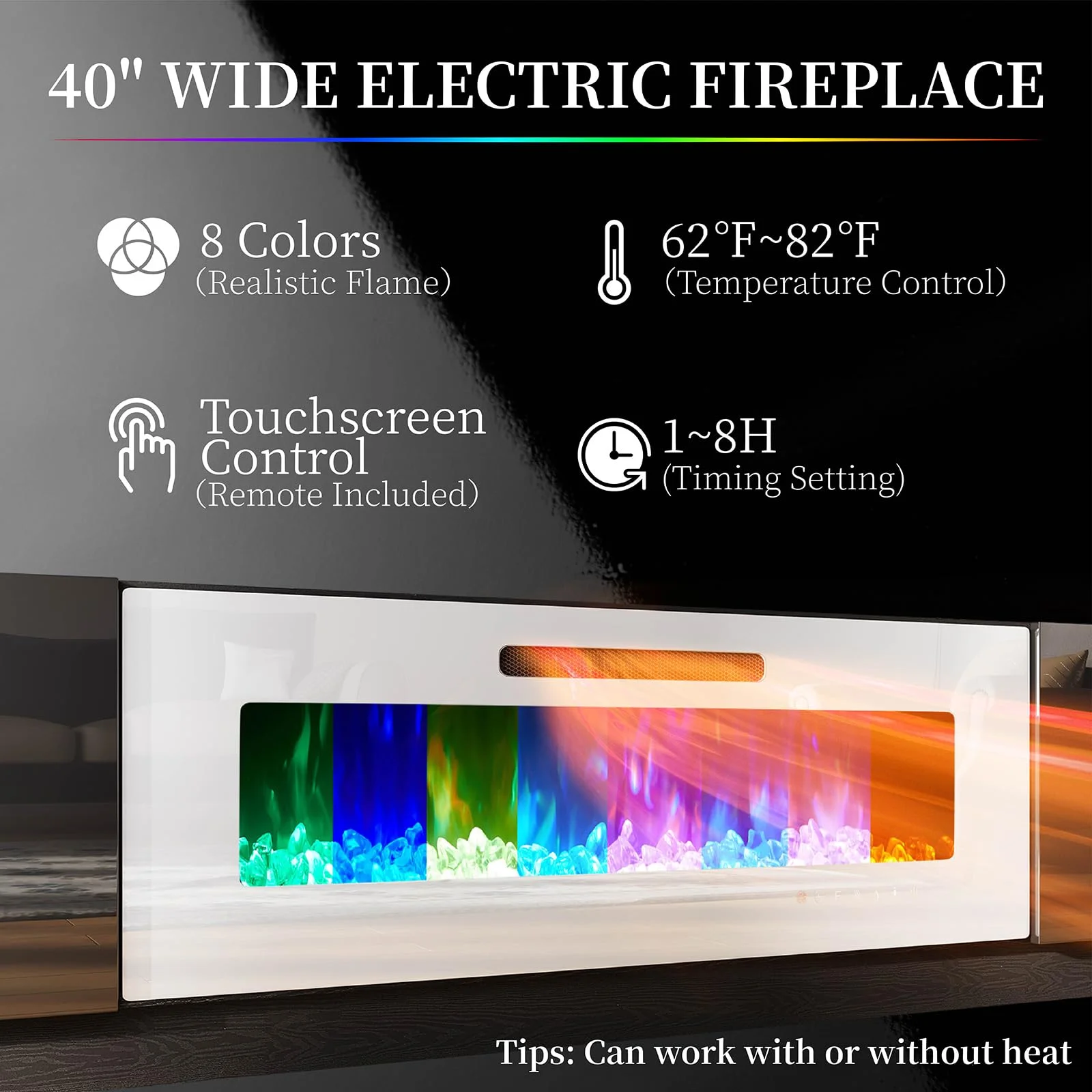 AMERLIFE 2 Tiers Fireplace TV Stand with 40