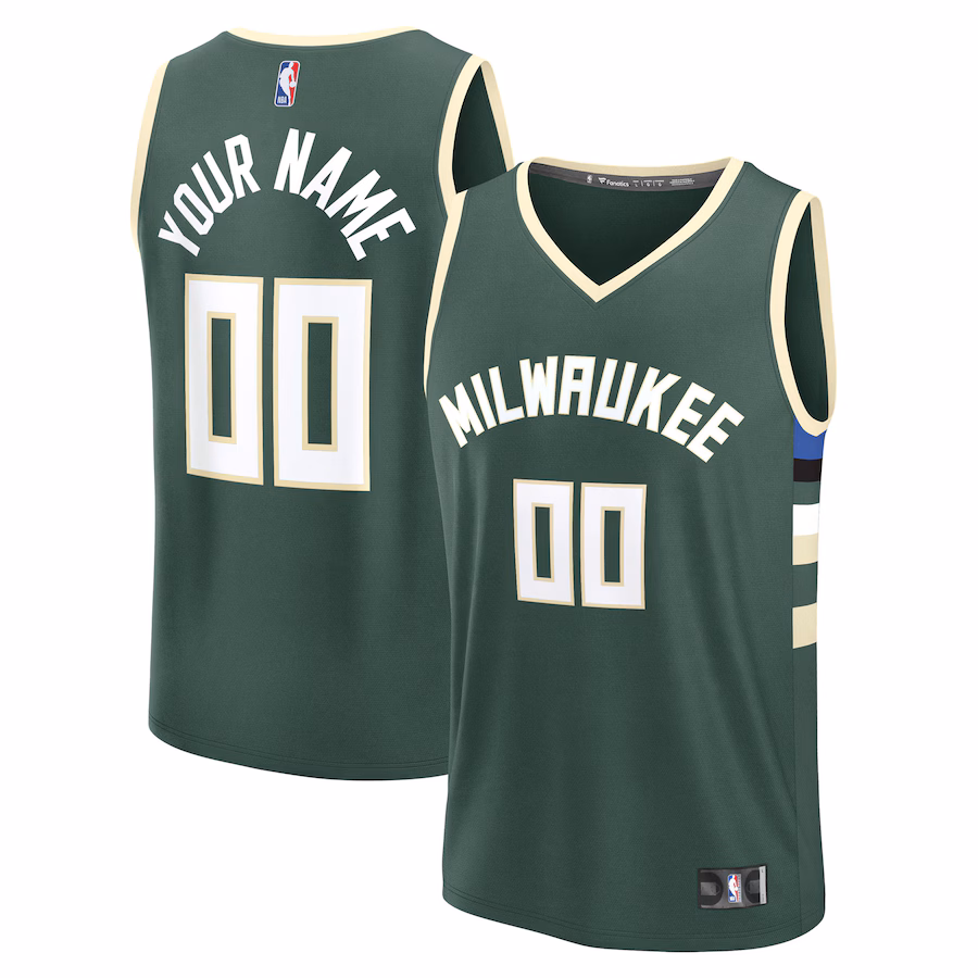 Youth Milwaukee Bucks Fanatics Green Fast Break Custom Replica Jersey - Icon Edition