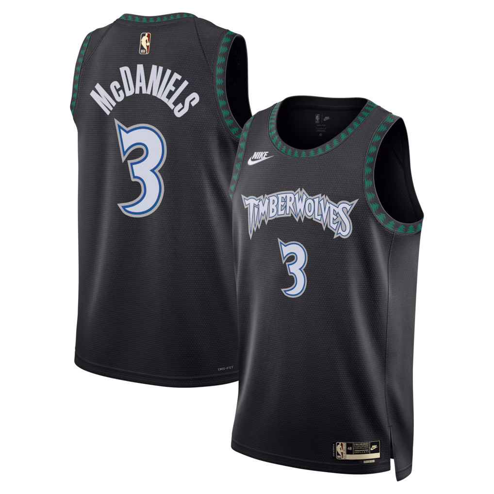 Unisex Minnesota Timberwolves Jaden McDaniels Nike Black Swingman Jersey - Classic Edition