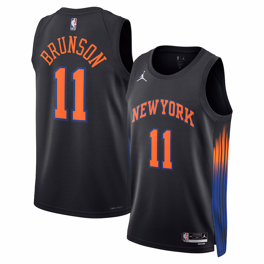 Unisex New York Knicks Jalen Brunson Jordan Brand Black Swingman Jersey - Statement Edition