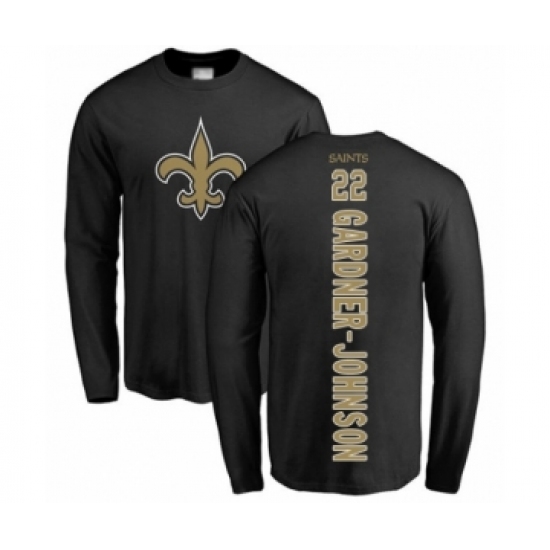 Football New Orleans Saints #22 Chauncey Gardner-Johnson Black Backer Long Sleeve T-Shirt