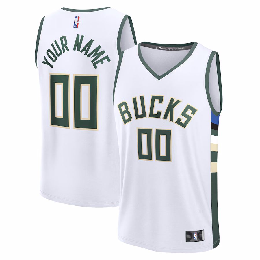 Men's Milwaukee Bucks Fanatics White Fast Break Custom Jersey - Association Edition