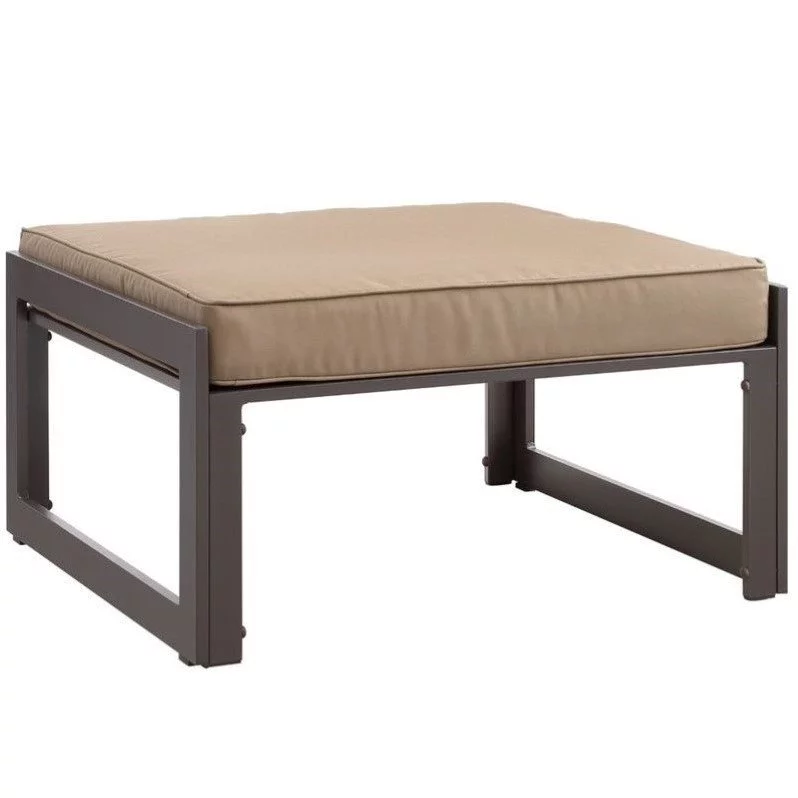 Modway Fortuna Modern Aluminum Patio Ottoman in Brown/Mocha Finish - Curated Treasures Market