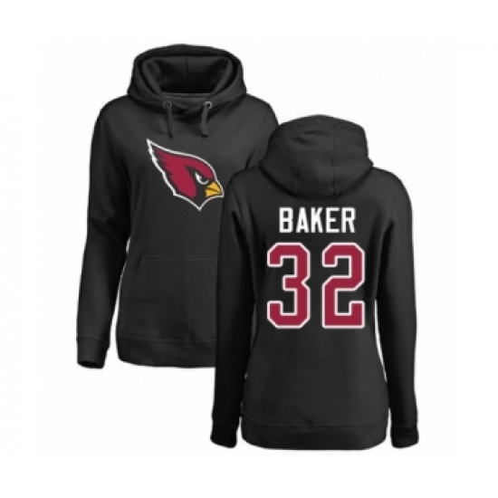 Football Women's Arizona Cardinals #32 Budda Baker Black Name & Number Logo Pullover Hoodie