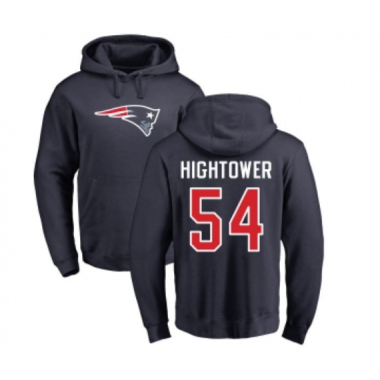 Football New England Patriots #54 Dont'a Hightower Navy Blue Name & Number Logo Pullover Hoodie