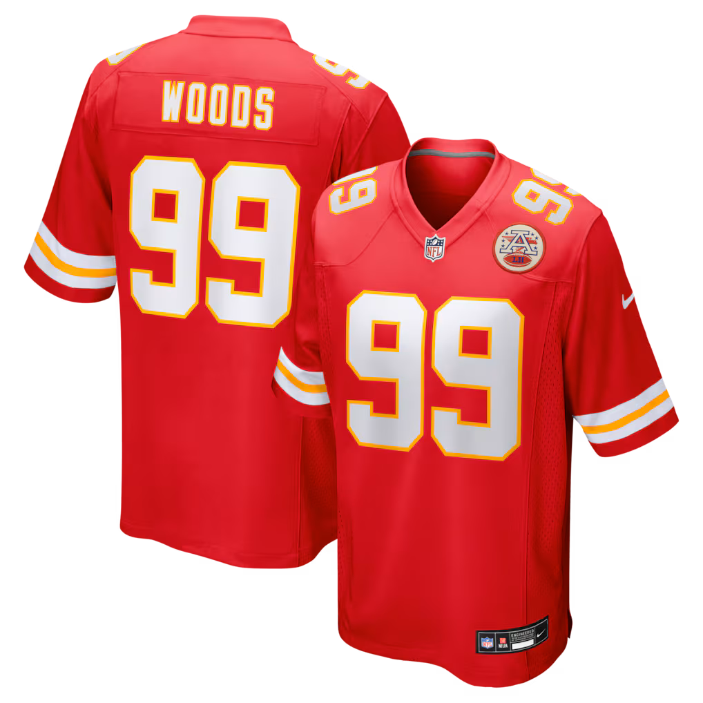 Men's Kansas City Chiefs Peter Woods Nike Red 2026 NFL Draft First Round Pick No. 29 Team  Jersey
